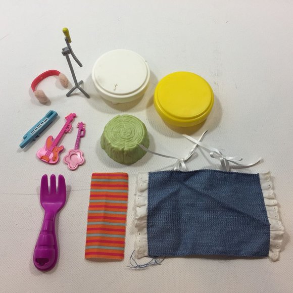 Assorted Mini Dollhouse Furniture Tree Stump Fork Blanket Rock Band Instruments - Picture 2 of 15